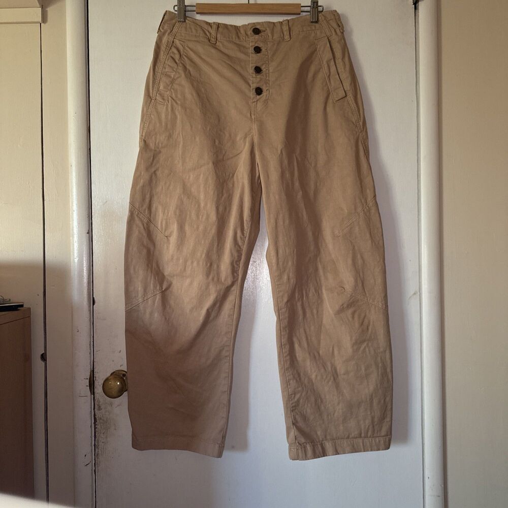 Pilcro Anthropologie The Arin Mid-Rise Button-Front Barrel Tan/Beige | 31